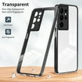 thumbnail image 2 of SaniMore for Samsung Galaxy S22 Ultra Case Slim Transparent [Not Yellowing Technology], Rugged PC & TPU Bumpers Built-in Detachable Lens Protector Shockproof Protective Cover, Black, 2 of 7