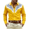 thumbnail image 2 of Zysthvn Long Sleeve Casual Shirts for Men Work Western Cowboy Summer Tshirts Shirts for Men Lightweight Printed Button Turn Down Collar Tops, 2 of 4