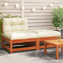 vidaXL Patio Sofa Armless with Cushions and Footstool