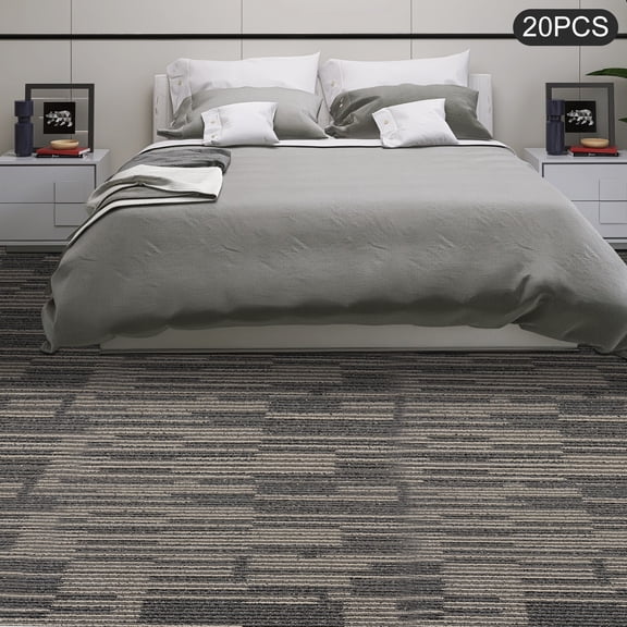 20X Carpet Tiles 50x50cm Modern Square Grain Dark Grey Retail Office Home Shop Bedroom Commercial Flooring