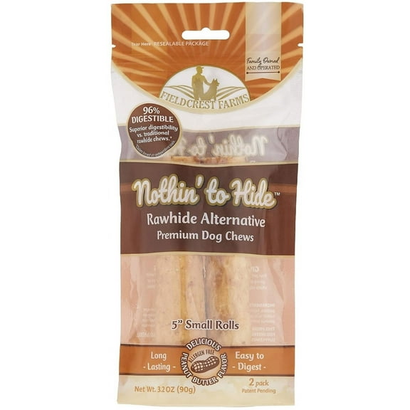 Fieldcrest Farms Nothin to Hide Peanut Butter Rolls Small [Dog Rawhide-Free Treats, New Dog Supplies, Fieldcrest Farms, Dog Supplies] 2 count