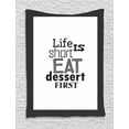thumbnail image 1 of Eat Dessert First Tapestry, Greyscale Food Quote Theme Calligraphy in Square Frame, Wall Hanging for Bedroom Living Room Dorm Decor, 60"W X 80"L, Grey Charcoal Grey and White, by Ambesonne, 1 of 2