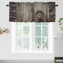 Rustic Barn Door Kitchen Valance Curtain Rod Pocket Farmhouse Wooden Western Country Privacy Window Valances for Living Room Kitchen 54 by 18 in, 1 Panel