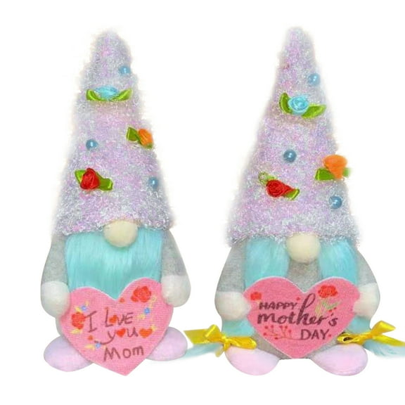 LanSuare Mother's Day Gnomes Plush with Heart Shaped, Multicolor Dwarf Doll Ornament for Home Tabletop Bedroom Living Room Decor