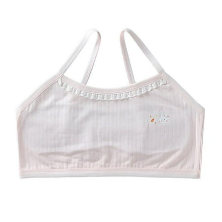

Final Clear Out! Teen Girls Cotton Training Bra Seamless Padded Bralette Lace Trimmed Spaghetti Crop Bra Breathable Big Girls Sports Bra Stretch