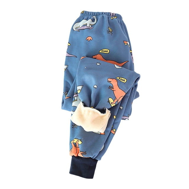 Children's Leggings Cartoon Print With Fleece Outerwear Stretch Baby Pants Autumn And Winter Pants