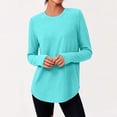 thumbnail image 4 of Qgtaibl Women Long Sleeve Workout Shirts Crew Neck Curved Hem Thumb Hole Tops Moisture Wicking Loose Fit Athletic Tees for Running Gym Fitness Sky Blue S, 4 of 8