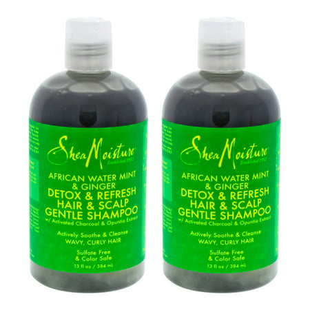 African Water Mint & Ginger Detox Hair & Scalp Gentle Shampoo by Shea Moisture for Unisex - 13 oz Shampoo - Pack of