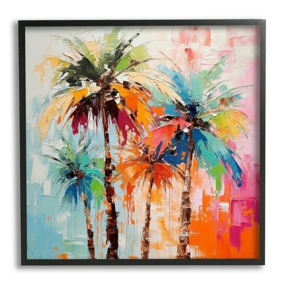 Stupell Industries Abstract Palm Tree Painting Botanical & Floral Painting Black Framed Art Print Wall Art, 12 x 12