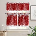 thumbnail image 2 of Red Christmas Kitchen Curtains and Valances Set, Rod Pocket Curtains Tier Farmhouse Window Curtains 24 Inch Length, Pine Trees Silver Leaves Snowflake Ball 3 Piece Kitchen Curtains Set, 2 of 6