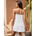 thumbnail image 2 of Fiophy 100% Linen Dress V Neck Button Front Sleeveless Spaghetti Strap Summer Casual Above Knee Length Vacation Short Dresses,White, L, 2 of 8