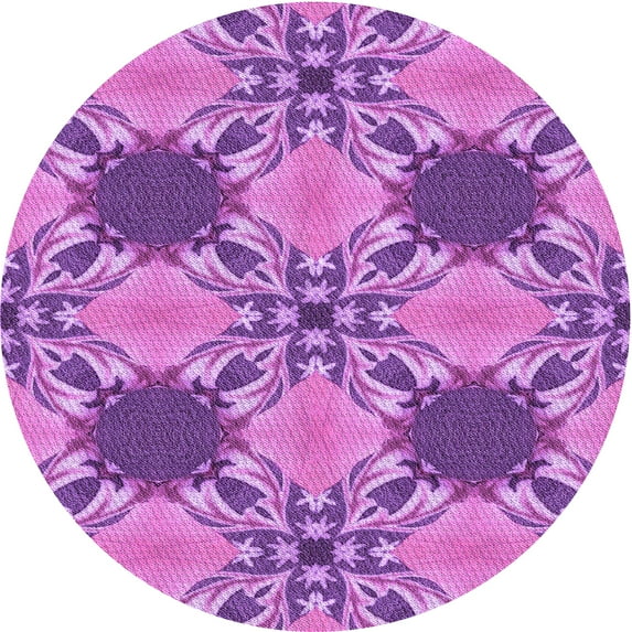 Ahgly Company Indoor Round Patterned Violet Purple Area Rugs, 6' Round