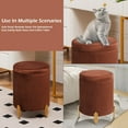 thumbnail image 6 of YYEAN Round Ottoman Foot Stool with Storage and Metal Legs for Living Room Bedroom, Velvet Upholstered Footrest Stool Support 300lbs Modern Padded Seat Ottoman Coffee Table-Caramel, 6 of 11