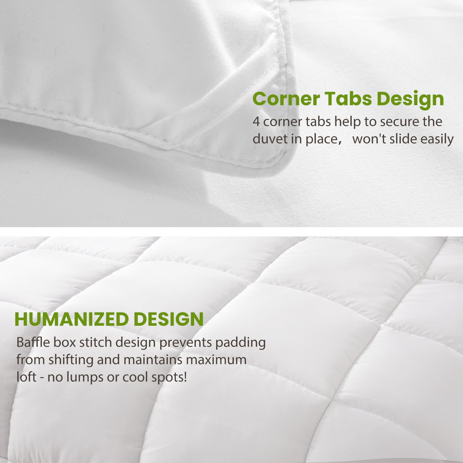 GIANNA Comforter and Duvet Insert King Size, With Corner Tabs, 101" x 90", White