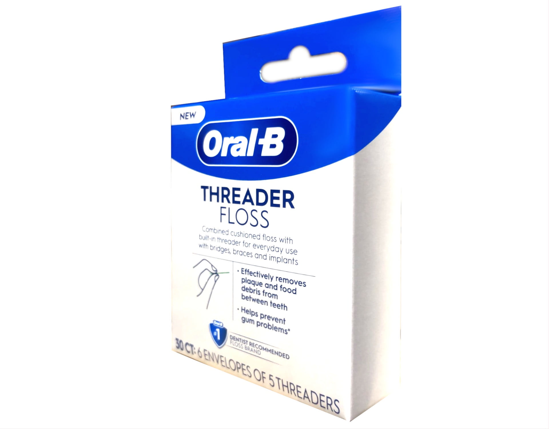 Glide Threader Floss, 30-Count Boxes of Single-Use Packets (Pack of 6)