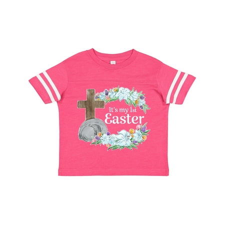 

Inktastic It s My 1st Easter with Cross and Flowers Gift Toddler Boy or Toddler Girl T-Shirt