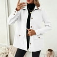 thumbnail image 2 of CHUMUD Women's 2025 Winter Elegant Pea Coat Wool Blend Trench Coat with Pockets Lapel Long Sleeve Shacket Jackets for Casual Work Office, 2 of 6