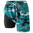 thumbnail image 4 of Telankuip Camouflage Colour Swim Shorts for Men Summer Stylish Elastic Waisted Drawstring Swim Trunks with Compression Liner Comfortable Quick Drying Lined Pocket Beach Shorts 4-Dark Green XL, 4 of 4