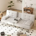 thumbnail image 4 of Furmax Futon Sofa Bed Convertible Folding Faux Leather Couch with 2 Cup Holders,White, 4 of 9
