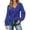 r-556Blue119, variant on Womens Blouse Spring Open Weave Solid Color Ruffled Long Sleeve V-Neck Hollow Out Shirt With Buttons Womens Blouses