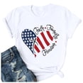 thumbnail image 1 of VJATTWR Hauts à Manches Courtes pour Femmes T-Shirt à Manches Courtes Grande Taille pour Femmes Col Rond Décontracté Imprimé Graphique pour Printemps Été Haut Basique Quotidien avec Pantalon TG, 1 of 3