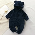 thumbnail image 2 of Ltctricy Newborn Baby Fleece Jumpsuits Infant Warm Long Sleeve Zip up Fuzzy Hooded Rompers Plush Onesie Outwear Outfits(Navy,12-24 Months), 2 of 7