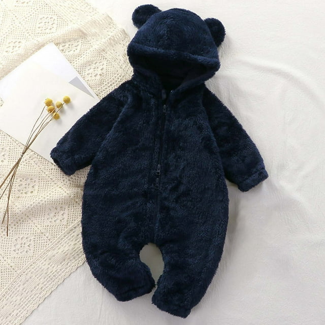 Amzcrzy Flannel Jumpsuit Newborn Baby Fleece Footie Snowsuit Winter Bunting Onesie Warm Hooded Romper Jumpsuit Outfits for Girls Boys Baby Girl Clothes Baby Girl Newborn Essentials
