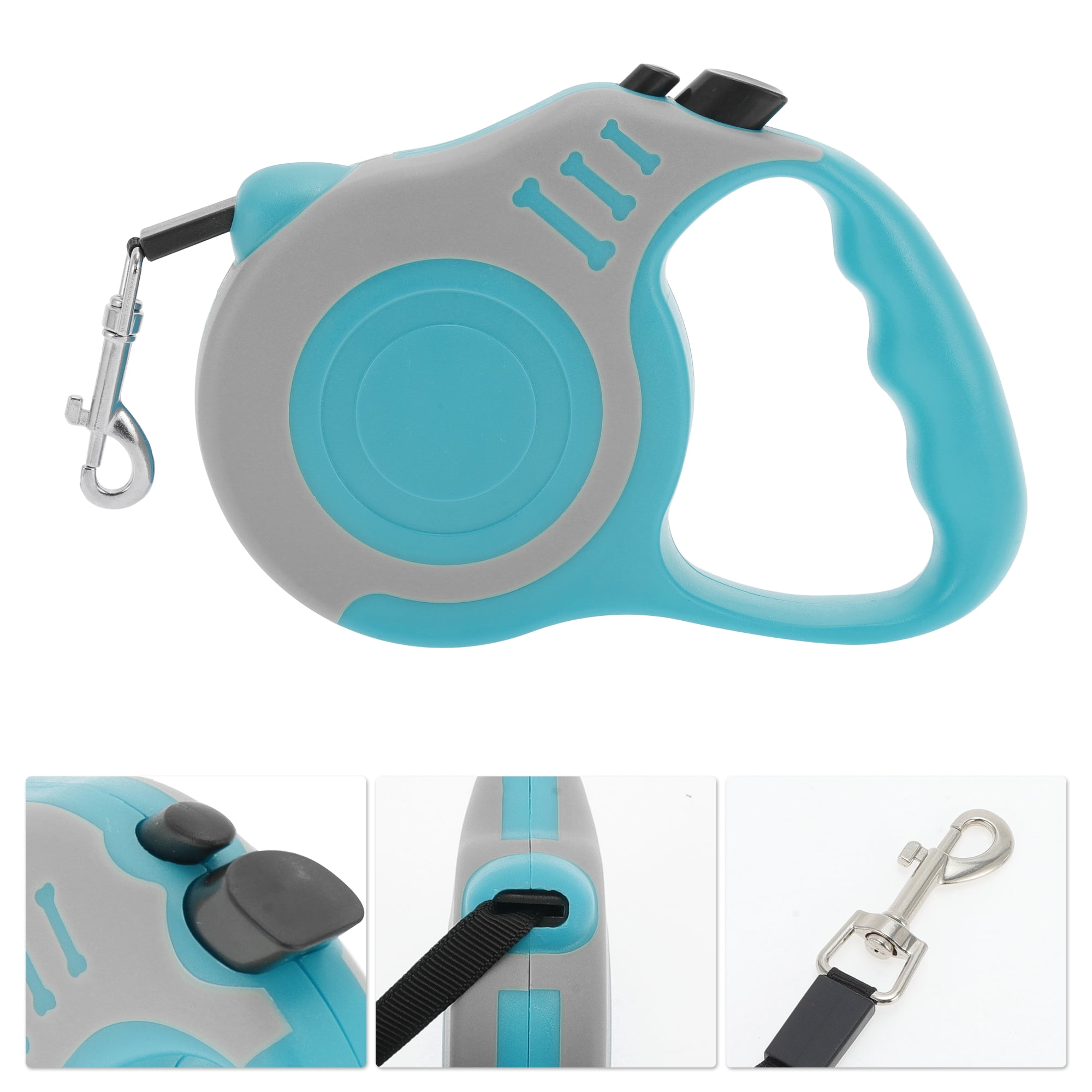 Unique Bargains Retractable Pet Leash Ergonomic Dog Leash with Handle Blue, Gray 118.11"