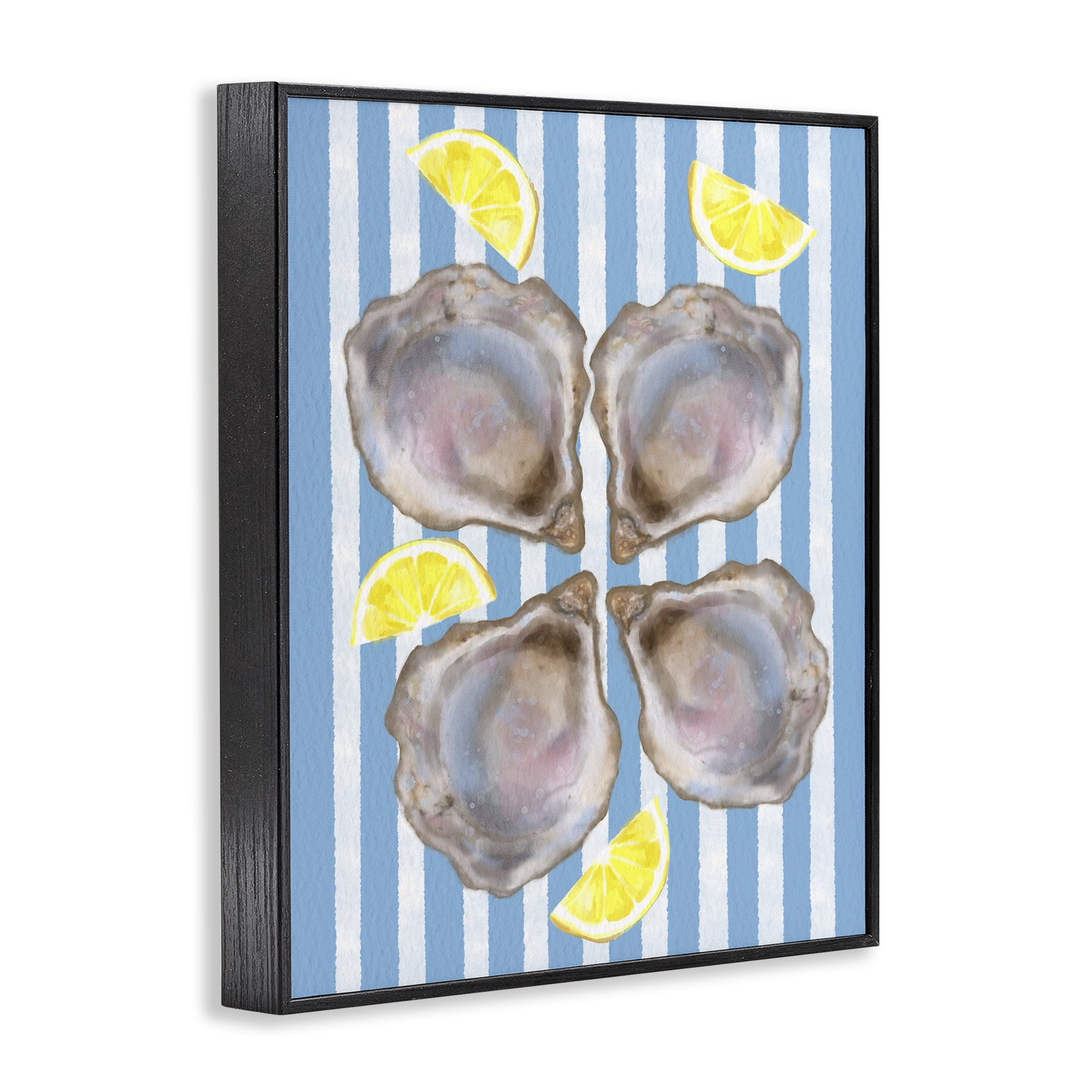 Stupell Industries Blue Stripe Oysters Black Framed Giclee Art, design by Matthew Piotrowicz
