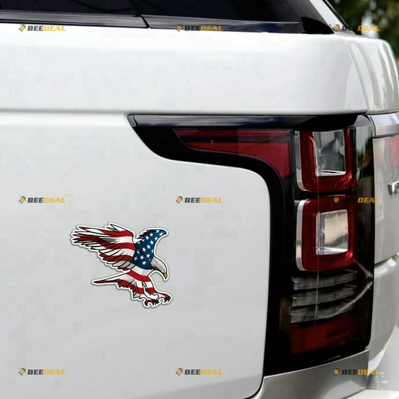 Bald Eagle Swooping Filled With American Flag Color Car Magnet Patriotic Magnetic Sticker Decal - 2 Pack Reflective 4" - for Truck Door Fridge Reusable Waterproof