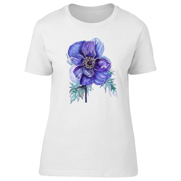 Cute Blue Anemone Flower Sketch Tee Women's -Image by Shutterstock