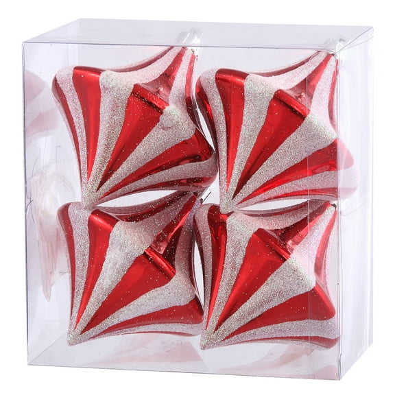 Vickerman 3.5" Candy Cane Diamond Drop Christmas Ornament, 4 per Box