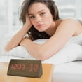thumbnail image 1 of New Temperature And Humidity Multifunctional Silent Alarm Clock LED Wooden Clock Student Electronic Clock Bedside Desk Multifunctional Alarm Clock Red Letter Model Watch with Stopwatch Kids Coffee, 1 of 3