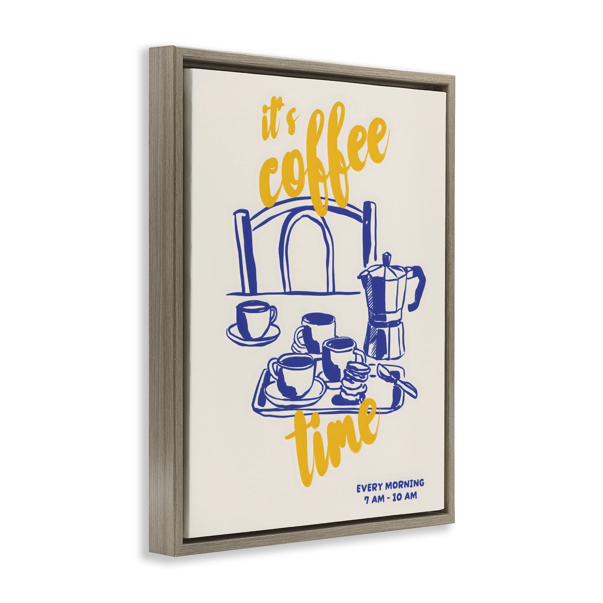 Stupell Industries It's Coffee Time Breakfast Ritual Brown Framed Floater Canvas Wall Art, design by The Prints Vibe