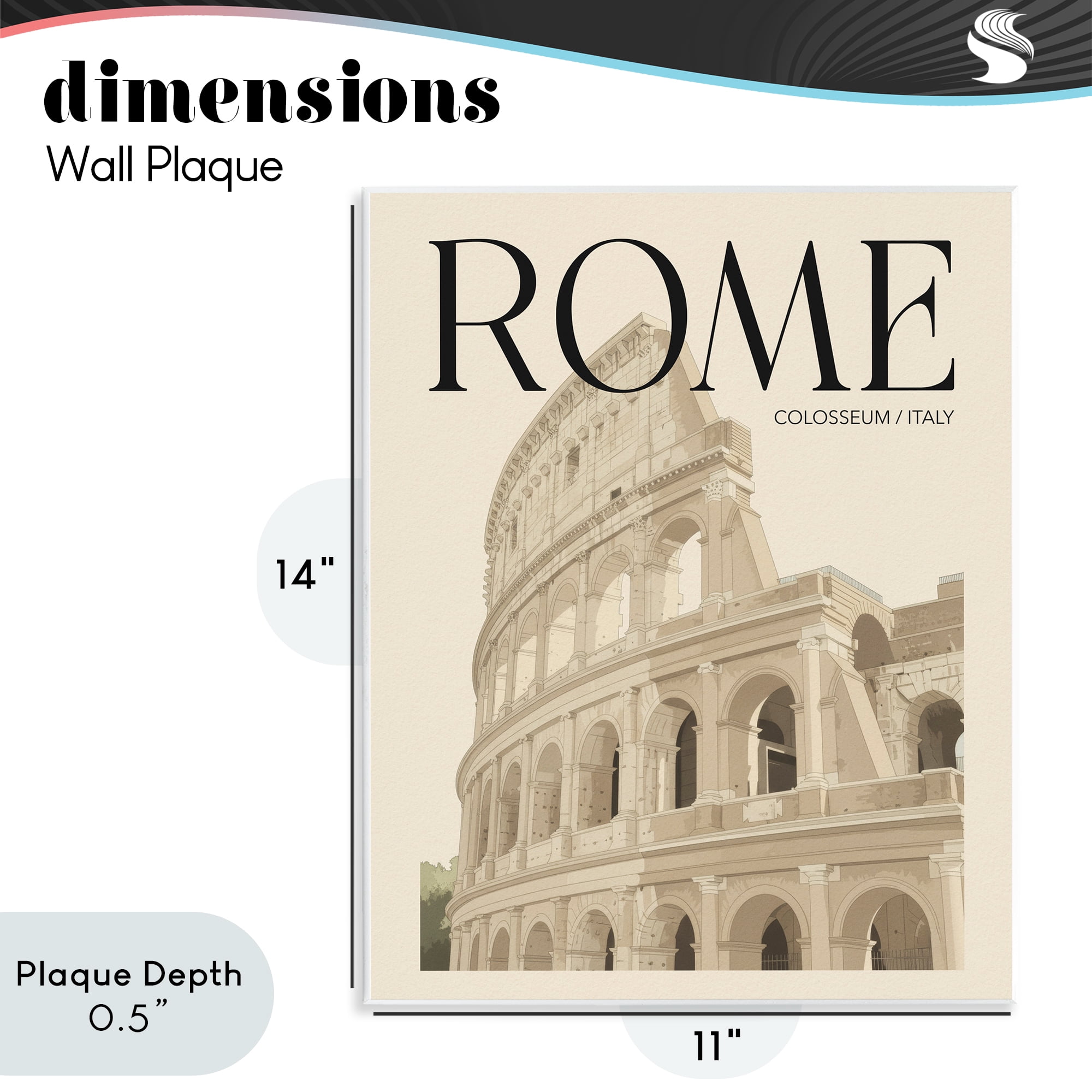 Stupell Industries Vintage Rome Colosseum Wall Plaque Art, design by Andreas Magnusson