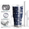 thumbnail image 6 of 30oz Dark Blue Christmas Snowflake Pattern Tumblers Stainless Steel Tumbler with Lid and Straw,Vacuum Insulated Double Wall Travel Tumbler Cups Mug with Cleaning Brush for Coffee,Tea, 6 of 7