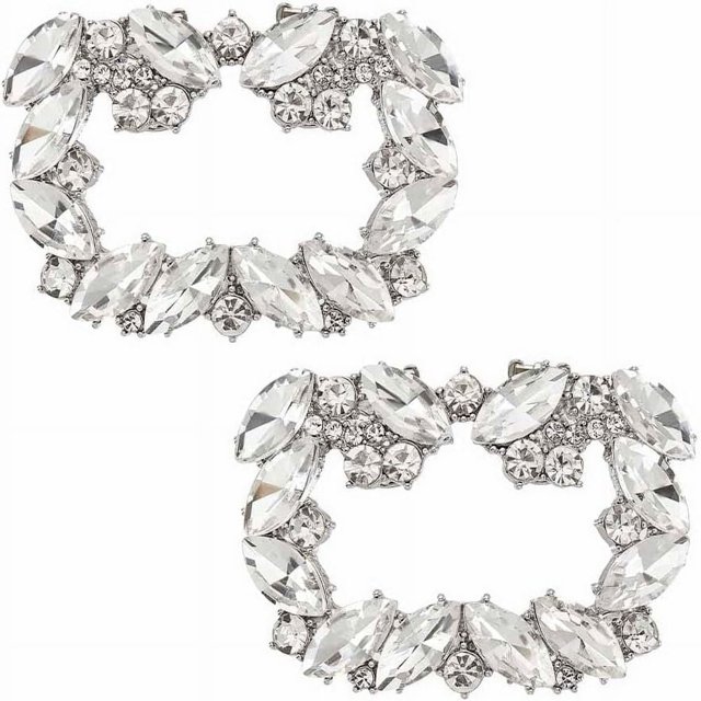 HLONK 2Pcs Rhinestone Shoe Clips for Wedding Crystal Bridal Shoe Buckles Clips Detachable Sparkle Rhinestone Shoe Clips for Ladies Summer Pumps Shoes Decoration Accessories