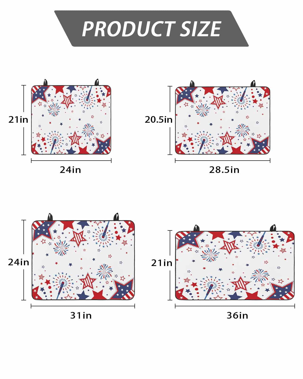 Stove Top Covers for Electric Stove, Red Blue Star 4th of July Glass Stovetop Cover Protector, Independence Day Fireworks Induction Cooktop Protector Oven Mat for Kitchen Countertop 24"x21"