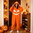 thumbnail image 4 of AHMOMEI Halloween Pumpkin Onesie Pajamas Adult Oversized Funny Wearable Plush Pajamas with Hood Soft Orange Jumpsuit XXXL, 4 of 5