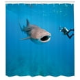 thumbnail image 3 of Ambesonne Shark Shower Curtain, Giant Fish Ocean Diving, 69"Wx75"L, Violet Blue Pale Grey, 3 of 3