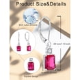 thumbnail image 5 of PYNZY Sterling Silver Leverback Earrings|8x6mm Dangle Earrings for Women Created Ruby Birthstone Jewelry|Wedding Earrings for Evening Wear, 5 of 6