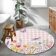 thumbnail image 3 of Wildflowers Round Area Rug 3Ft Washable Small Circle Rugs for Kitchen Entryway, Spring Watercolor Tulip Floral Leaf Pink Plaid Non-Slip Carpet Floor Mats Indoor Outdoor Carpet Runner Home Decor, 3 of 8