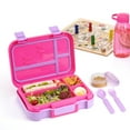 thumbnail image 3 of Your Zone Kids Bento Lunch Box, 4-Compartment Food Container with Utensils & Dressing Cup, Pink, 3 of 10