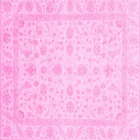 Ahgly Company Indoor Square Oriental Pink Traditional Area Rugs, 6' Square
