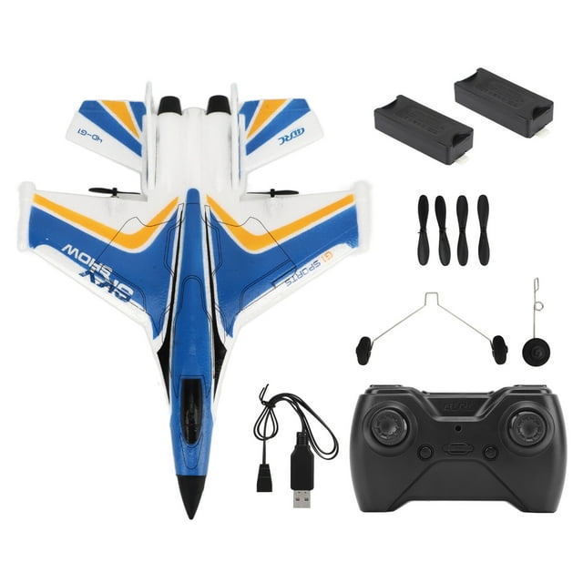 Avión de control remoto flexible y liviano para niños, 2 baterías, planeador RC con luz LED azul