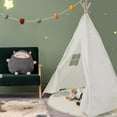 thumbnail image 7 of 4 Pcs Teepee Tent for Kids Indoor Foldable Toddler Cotton Canvas Sleepover Childrens Tent for Girls Boys Outdoor Playhouse Room Camping Study Read Play Game, 4 Colors, 7 of 7