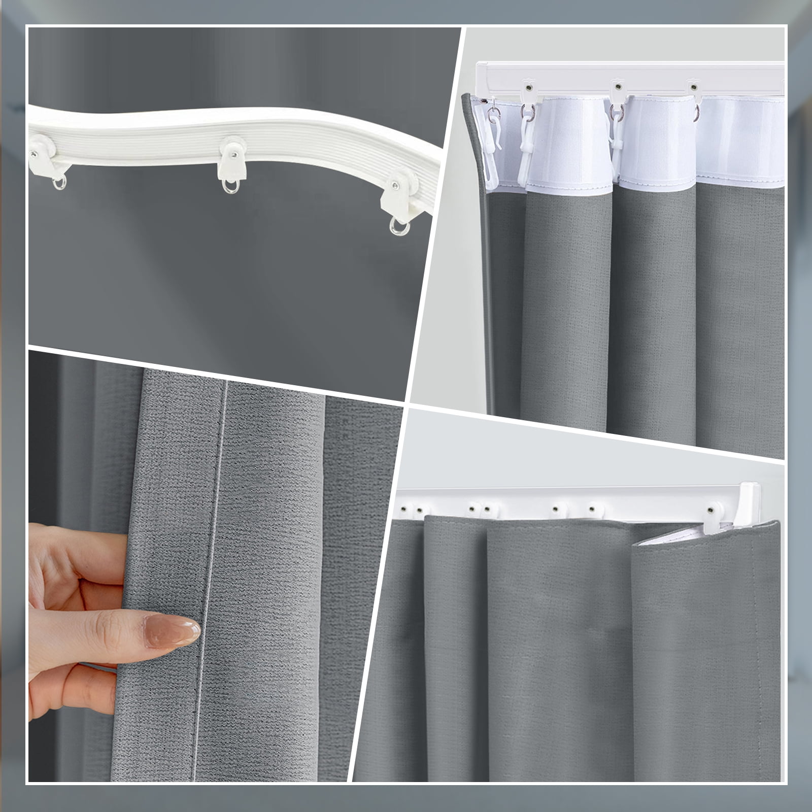 DONGPAI Room Divider Curtains Blackout Privacy Curtain Flexible Ceiling Track Thermal Insulated Noise Reduction Curtains for Living Room Bedroom Partition Separator, 1 Panel, Gray, 100"x 84"