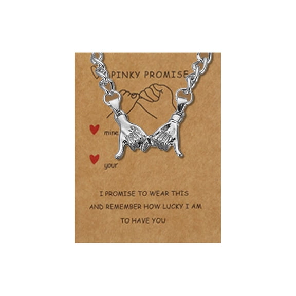 Purowzwe Pinkie Promise Matching Couples Keychain - Silver & Silver Color Valentine's Gift for Boyfriend Girlfriend Long Distance Relationship
