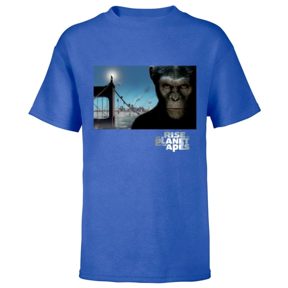 Rise of the Planet of the Apes Caesar Bridge Movie Poster - Short Sleeve T-Shirt for Kids - Customized-Royal