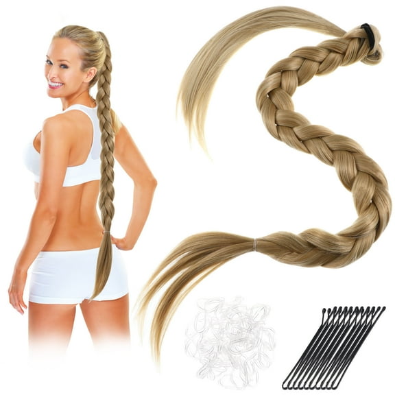 ETHZZLE 1 Set Hair Tie with Braided Hair Extensions for Daily Use in Assorted Color